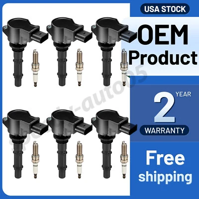 6 Ignition Bobinas + Spark Plugs UF535 For 2009-2015 Mercedes-Benz G550 5.5L V8 - Image 1 of 4