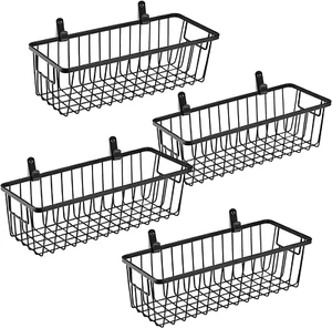 Farmhouse Metal Wire Bin Basket with Wall Mount - Small, 4 Pack - Portable Hangi - Picture 1 of 12