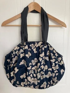 Accessorize Navy Blue Butterfly Embellished Beaded Fabric Slouch Shoulder Bag - Picture 1 of 15