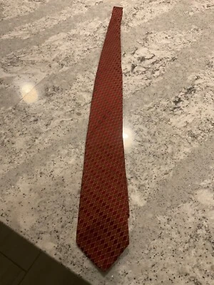 Corbata de seda IKE BEHAR para hombre rayas geométricas rojas hecha en EE. UU. 3,5 W" x 58' de largo Foto 1 de 4