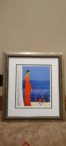 emile bellet serenite bleue gerahmte Frau in rot - Bild 1 von 7