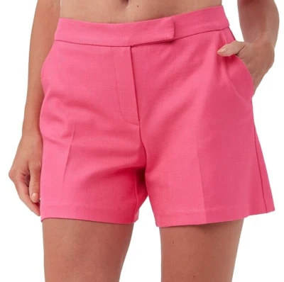 NUEVO CON ETIQUETAS - Pantalones Cortos Trina Turk 'Hermosa' Delantero Plano Sarga, Rosa Paraíso - Talla 12 Foto 1 de 3