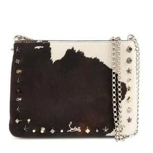 Authentic Christian Louboutin Chain Shoulder Bag Red Sole Pony Studs Used F/S - Picture 1 of 22