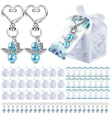 Cajas de dulces de boda - Juego de 72 piezas Caja de dulces de golosinas con metal Love Pearl Angel azul Foto 1 de 4