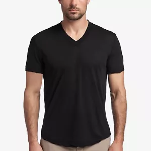 James Perse Men Relaxed Fit S/S V-neck Cotton T-Shirt Solid Black Wash MLJ3352 - Picture 1 of 4