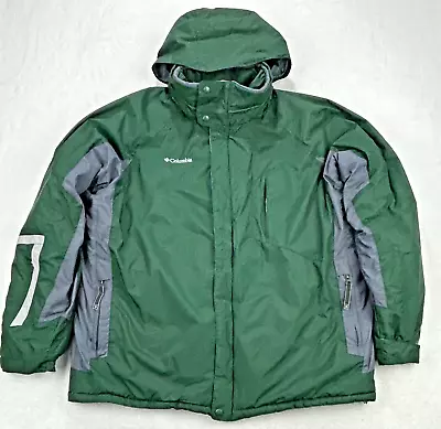 Columbia Mens Insulated Winter Ski Jacket Nylon Hideaway Hood Green Size XLT - Image 1 of 4