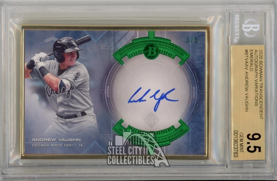 Andrew Vaughn 2020 Bowman Transcendent Emerald Autograph Card 3/5 BGS 9.5 - Image 1 of 1