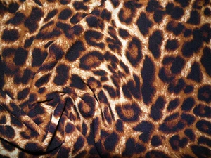 Printed Liverpool Textured Fabric 4 way Stretch Scuba Cheetah Dark Brown L608 - Picture 1 of 1