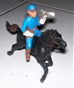 Soldatino Cromoplasto Landi NORDISTA A CAVALLO CON TROMBA nero Far West - Foto 1 di 1