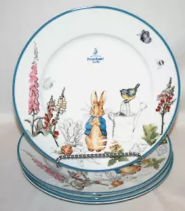 Beatrix Potter Peter Rabbit Dinner Plates 10.5" Porcelain Set of Four New - Picture 1 of 3