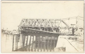 Steel Bridge Concrete Canal / Lock Original Old Architecture Real Photo Postcard - Picture 1 of 2