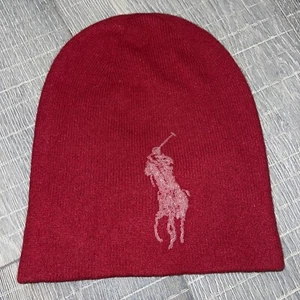 Vintage Ralph Lauren Luxury Big Pony Rhinestone Merino Wool Beanie Hat One Size - Picture 1 of 10