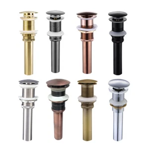 Brass Bathroom Pop Up Drain Faucet Vessel Sink Drain Without Overflow wzh220 - Picture 1 of 14