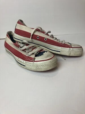 Vintage Converse All Star Made USA bandiera americana stelle strisce basse donna taglia 5 1/2 - Immagine 1 di 4