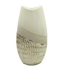 GILDE Vase Sonara gewellt creme H 35 cm  Blumenvase Dekovase glänzend 55830