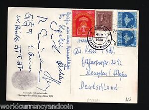 INDIA NEPAL 1958 STAMPS CDS UNUSUAL SWISS MOUNT DHAULAGIRI EXPEDITION SIGN CARD