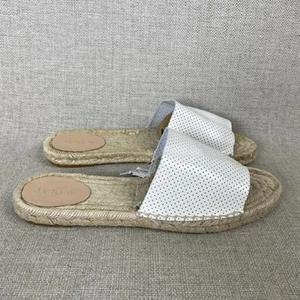 J Crew Valencia Espadrilles Sandals Slides Women 10 White Perforated Leather New - Picture 1 of 7