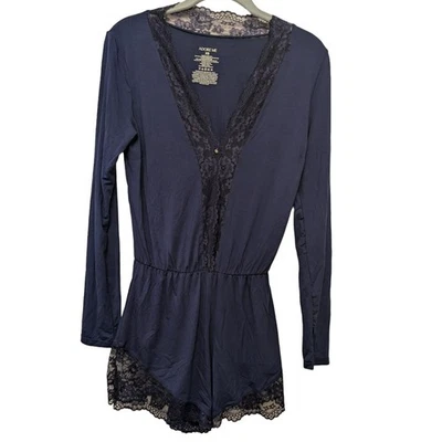 Mameluco de encaje tejido de manga larga Adore Me Charlotte talla XS NUEVO CON ETIQUETAS azul oscuro Foto 1 de 4