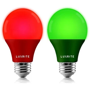 Luxrite A19 Christmas LED Red and Green Light Bulb 60W Equivalent UL E26 2 Pack - Picture 1 of 6