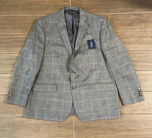 Ralph Lauren Men’s Gray Plaid Wool-Silk-Linen Blend Blazer Sport Coat - Size 48R - Picture 1 of 11