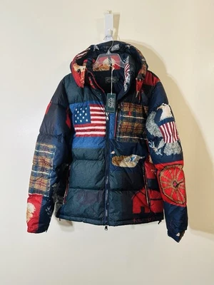Polo Ralph Lauren Country American Patchwork Flag down puffer jacket NWT L $398 - Image 1 of 4