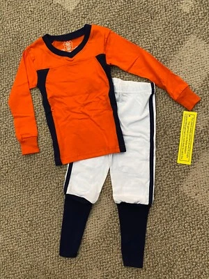 Conjunto de pijama de fútbol americano de algodón Wes and Willy para niños naranja/blanco/azul marino talla 2 Broncos Foto 1 de 3