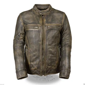 Chaqueta de cuero de motocicleta estilo vintage para motociclista en dificultades - Imagen 1 de 4