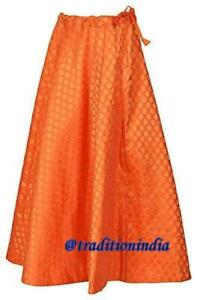 Indian Long Skirt, Bollywood Skirt, Orange Chanderi Silk Lehanga, Dance Skirt