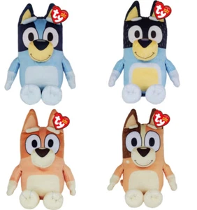 TY BEANIE BABIES BLUEY TV SHOW SOFT PLUSH TOY BLUEY BANDIT CHILLI BINGO BNWT - Picture 1 of 5