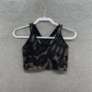 offline by aerie womens size m black tie dye bleach wash athletic bra - Picture 1 of 7