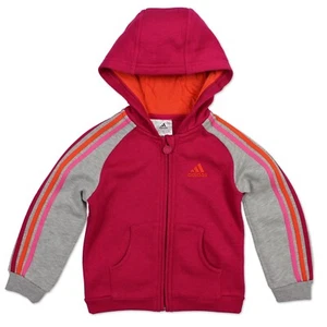 Adidas Ess Niñas Chaqueta Sudadera con Capucha Rosa Gris 3 Rayas Talla 86 - Imagen 1 de 2