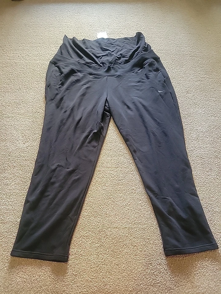 NWT Womens Size XXL Maternity Nike One French Terry Pants Black FB4683-010 - Image 1 of 4