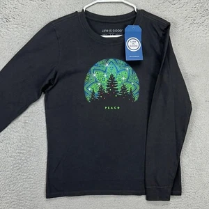 Life Is Good Crusher Women Long Sleeve T-Shirt Medium Dark Gray Crewneck Tee NEW - Picture 1 of 9