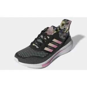 Brand New In Box WOMEN'S ADIDAS GX7320 EQ21 RUN RUNNING BLACK/WHITE/PINK STYLISH - Picture 1 of 5