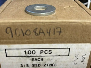 100-Pack Wrought 90108A417 Standard Flat Washer Zinc Plated SAE 1" OD 3/8" ID - Picture 1 of 4