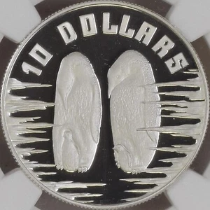 AUSTRALIA. 1992, 10 Dollars, Silver - NGC PF70 - Top Pop 🥇 Penguins Piedfort - Picture 1 of 6