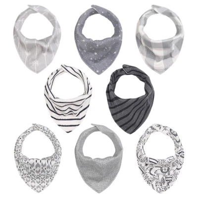 8pc The Peanutshell Cotton Bandana Feeding Baby/Infant Adjustable Bib Set GRY - image 1 of 4