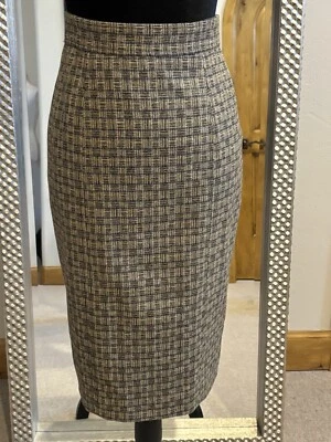 Caroline Herrera Nueva Falda Lápiz Lana Geométrica Marrón/Neutral EE. UU. 4 Foto 1 de 4