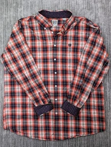 Cinch Shirt Mens Large Plaid Western Cotton Long Sleeve Button Up Flip Cuff - Picture 1 of 12