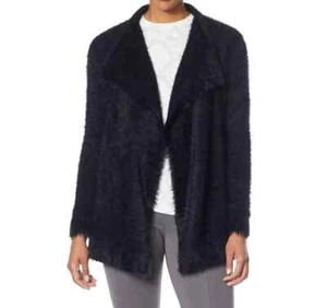Colleen Lopez Waterfall Sweater Knit Cardigan, Black, XS - Picture 1 of 6