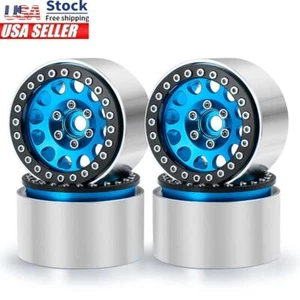 4x 35mm 1.9" Metal Beadlock Wheel Rims Blue for 1/10 RC Axial SCX10 TRX-4 90046 - Picture 1 of 11