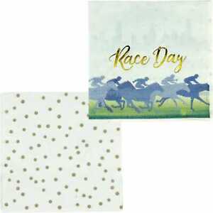 Melbourne Cup Horse Racing Party "Race Day" Beverage Napkins 16pk - Gold Stamped