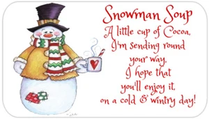 Snowman Soup Stickers Labels School Christmas Fund Raising Craft Fairs X 21 - Picture 1 of 2