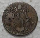 1849 R Italy Papal States 1/2 Baiocoo Copper Coin