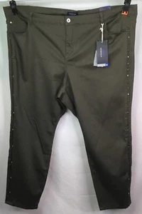 AUTOGRAPH KHAKI GREEN “METAL STUD DETAIL LEG” STRETCH JEAN SIZE 26 NEW #27 - Picture 1 of 12