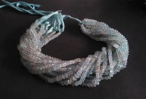 1 Strand Natural Aquamarine Rondelle Faceted 4-5mm Gemstone Loose Beads 12"inch - Picture 1 of 4