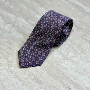 English Geometric Tie - Navy - Picture 1 of 2