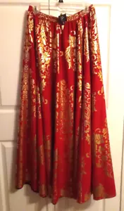 Gonna lunga ESY Studio rosso/oro metallizzato BoHo/Bollywood - Foto 1 di 5