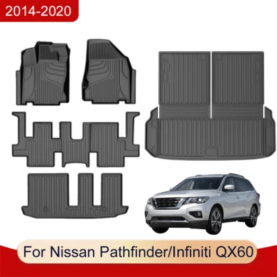 TPE Floor Mats & Trunk Mat For Nissan Pathfinder/Infiniti QX60 7 Seat 2014-2020 - Imagem 1 de 4