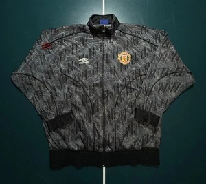 Vintage 90s Umbro Manchester United Soccer Track Jacket Sharp XL 1992-93 Rare - Picture 1 of 18